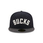 Milwaukee Bucks Navy Crown 59FIFTY Fitted Hat