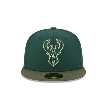 Milwaukee Bucks Olive Visor 59FIFTY Fitted Hat