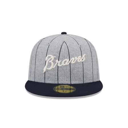 Atlanta Braves Heather Pinstripe 59FIFTY Fitted Hat
