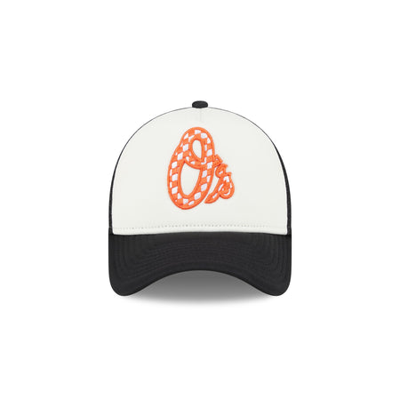 Baltimore Orioles Checkered Flag 9FORTY A-Frame Trucker Hat