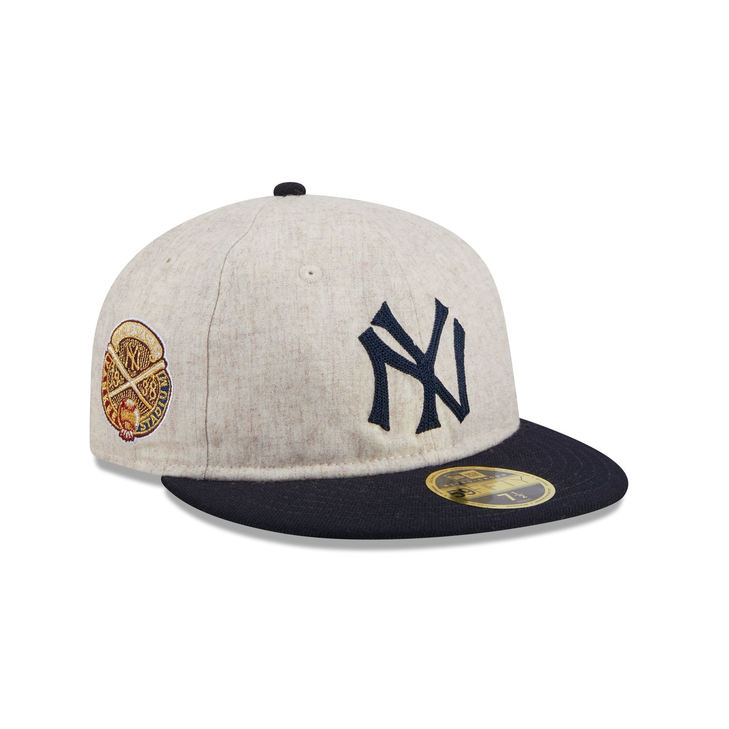 New York Yankees Melton Wool Retro Crown 59FIFTY Fitted Hat, White - Size: 7, MLB by New Era