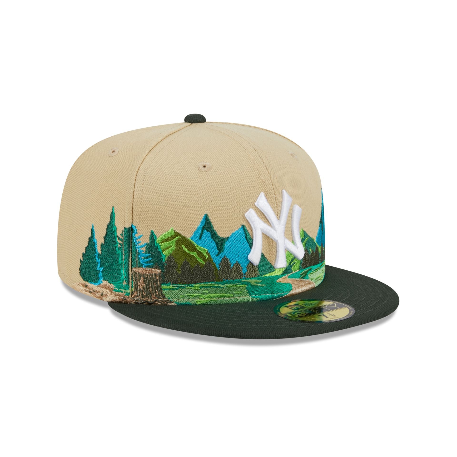 New Era Flat Brim 5950 Team Landscape New York Yankees Brown and Green Fitted Cap