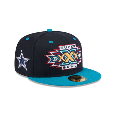 Dallas Cowboys Navy Super Bowl Side Patch 59FIFTY Fitted Hat