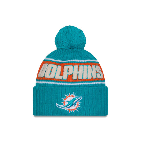 Miami Dolphins 2024 Cold Weather Kids Pom Knit Hat - New Era Cap