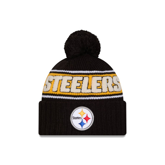 Pittsburgh Steelers 2024 Cold Weather Kids Pom Knit Hat - New Era Cap