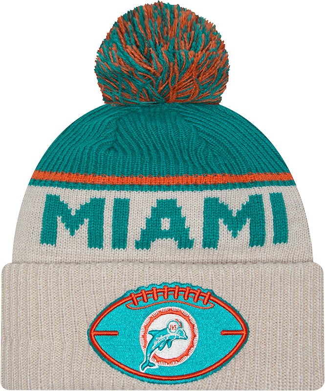Miami Dolphins 2024 Cold Weather Historic Pom Knit Hat