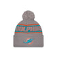 Miami Dolphins 2024 Cold Weather Gray Pom Knit Hat