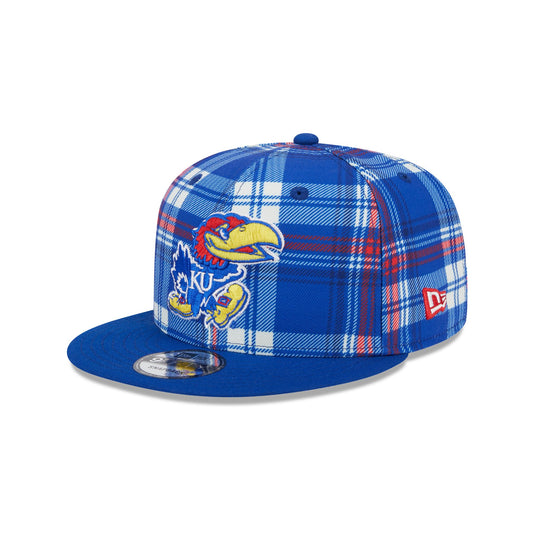 Kansas Jayhawks Plaid 9FIFTY Snapback Hat - New Era Cap