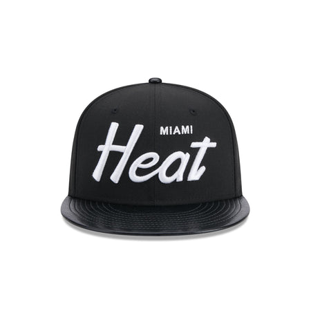Miami Heat Faux Leather Visor 9FIFTY Snapback Hat