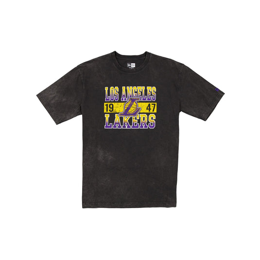 Los Angeles Lakers Oversized Washed Black T-Shirt - New Era Cap