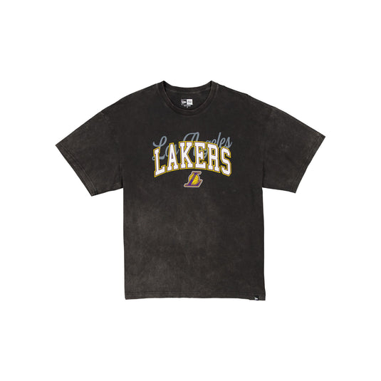 Los Angeles Lakers Women's Oversized Washed Black T-Shirt - New Era Cap
