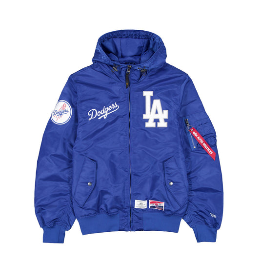 Alpha Industries x Los Angeles Dodgers L-2B Hooded Bomber Jacket Blue - New Era Cap
