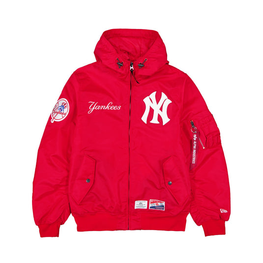 Alpha Industries x New York Yankees L-2B Hooded Bomber Jacket Red - New Era Cap
