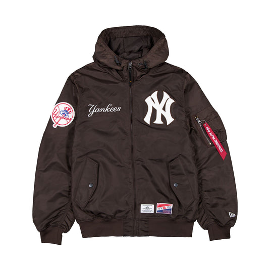 Alpha Industries x New York Yankees L-2B Hooded Bomber Jacket Brown - New Era Cap