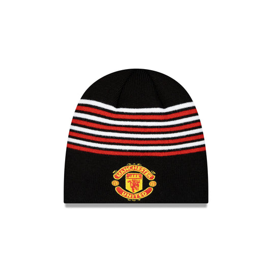 Manchester United Stripe Black Knit Beanie Hat - New Era Cap