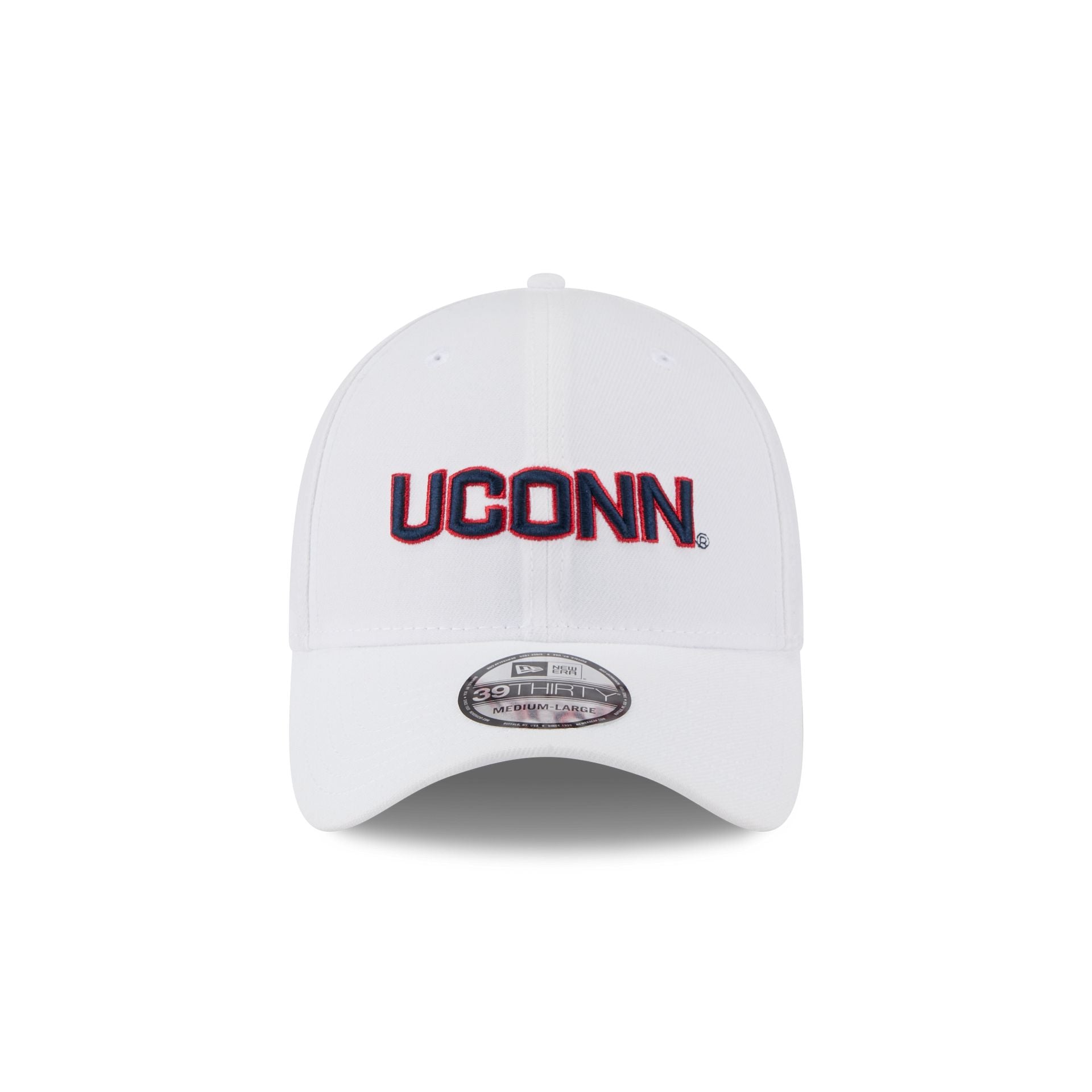 Connecticut Huskies Optic White 39THIRTY Stretch Fit Hat