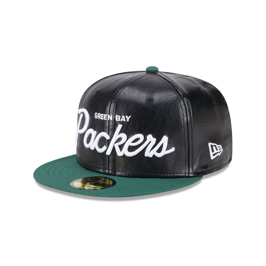 Green Bay Packers Faux Leather Crown 59FIFTY Fitted Hat - New Era Cap