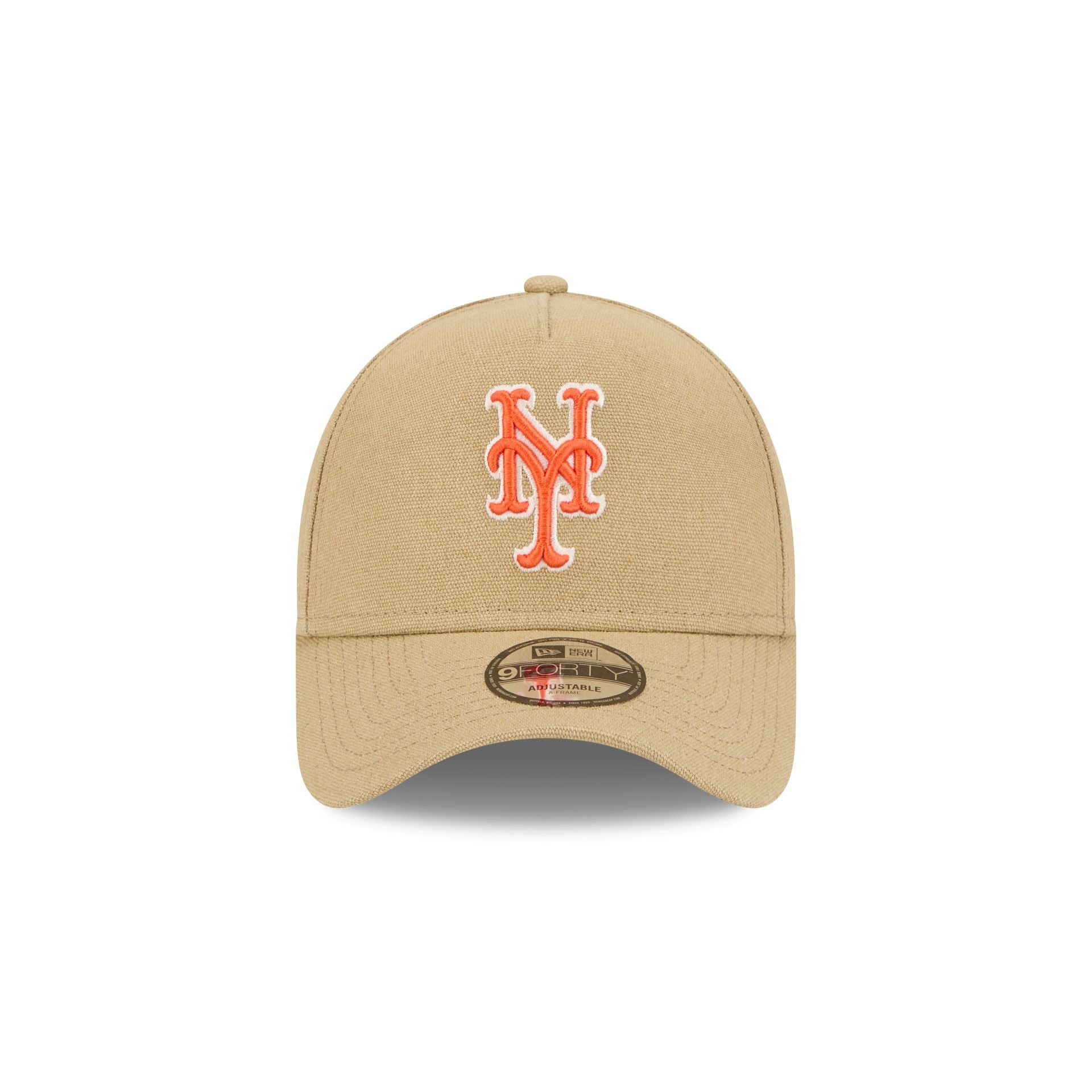 New York Mets Logo Essentials Khaki 9FORTY A-Frame Snapback Hat