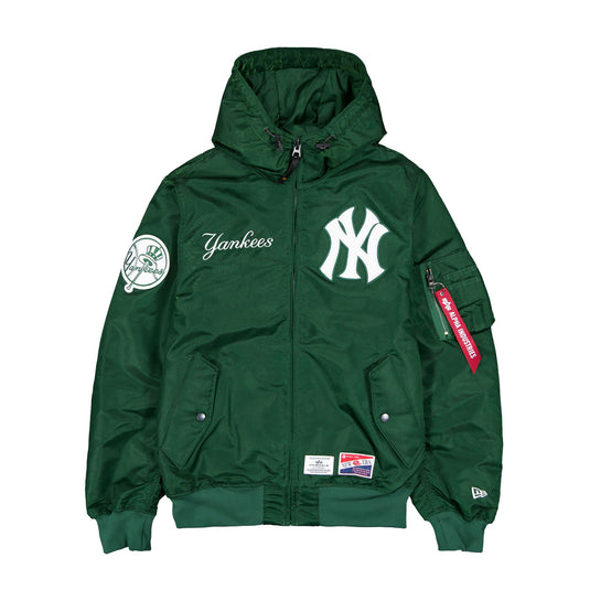 Alpha Industries x New York Yankees L-2B Hooded Bomber Jacket Green - New Era Cap