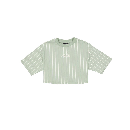 New Era Cap Women's Cropped Everest Green Pinstripe T-Shirt - New Era Cap