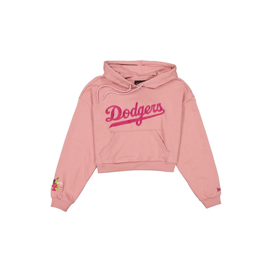Los Angeles Dodgers Women's Cropped Cosmetic Pink Floral Hoodie - New Era Cap