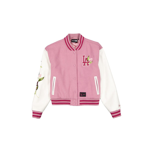 Los Angeles Dodgers Women's Cosmetic Pink Floral Varsity Jacket - New Era Cap