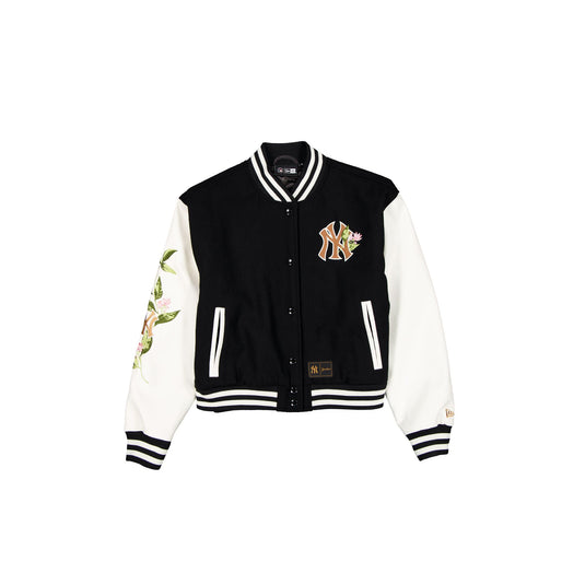 New York Yankees Women's Black Floral Varsity Jacket - New Era Cap