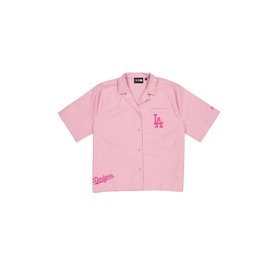 Los Angeles Dodgers Women's Cosmetic Pink Script Revere T-Shirt - New Era Cap