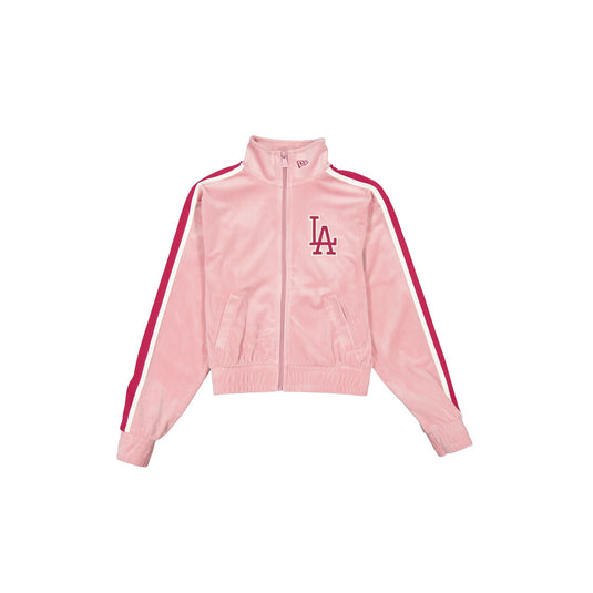 Los Angeles Dodgers Women's Cosmetic Pink Velour Track Jacket - New Era Cap