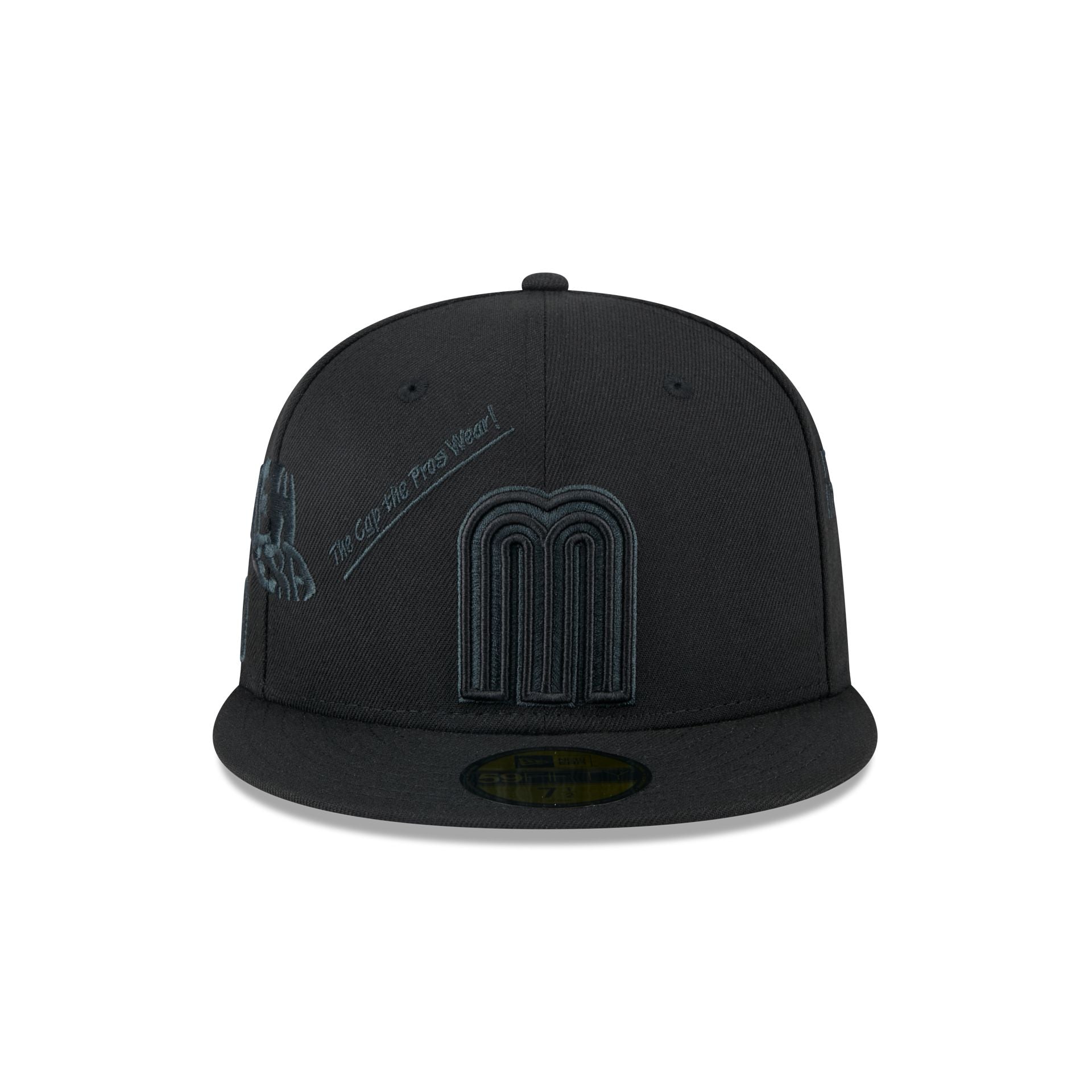 Mexico Baseball New Era Anniversary Logos Black on Black 59FIFTY Fitted Hat