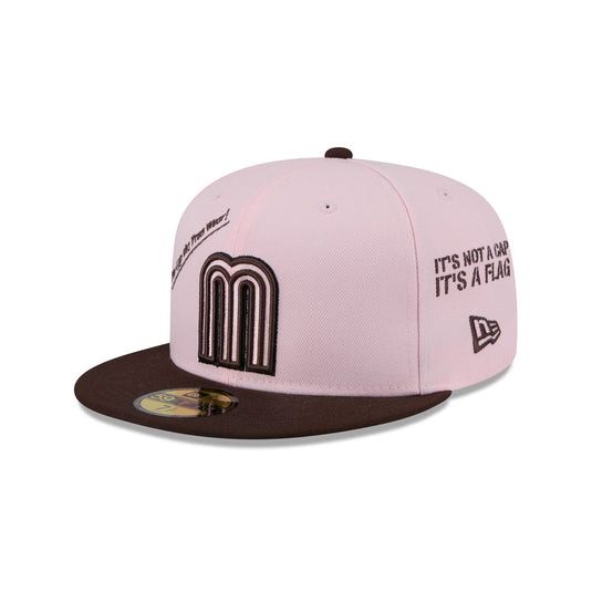 Mexico Baseball New Era Anniversary Logos Pink 59FIFTY Fitted Hat - New Era Cap