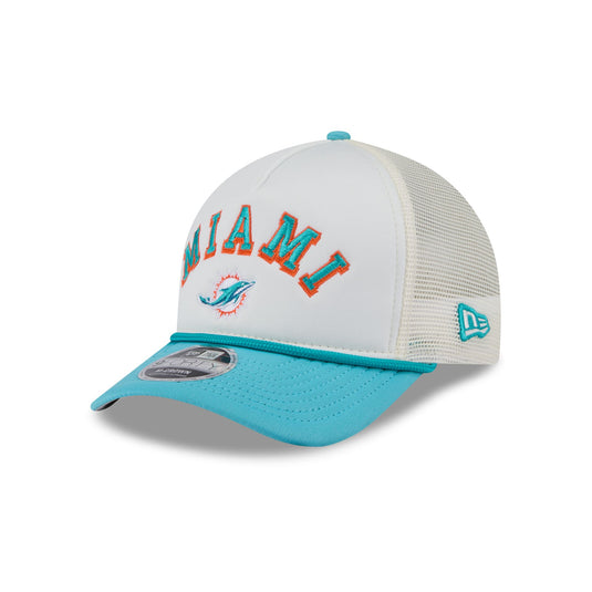 Miami Dolphins Chrome Arch 9FORTY M-Crown A-Frame Trucker Hat - New Era Cap