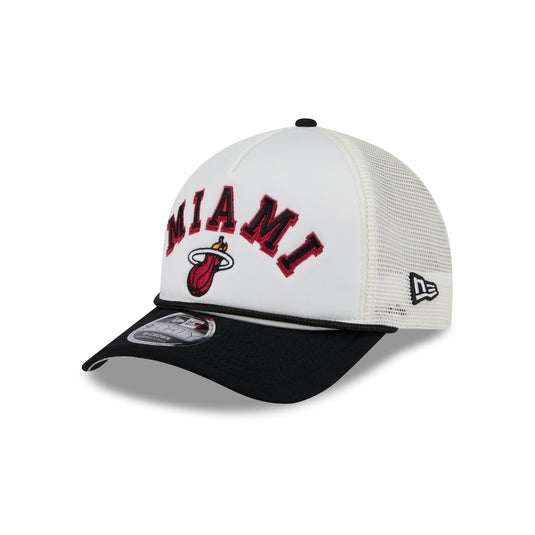 Miami Heat Chrome Arch 9FORTY M-Crown A-Frame Trucker Hat - New Era Cap