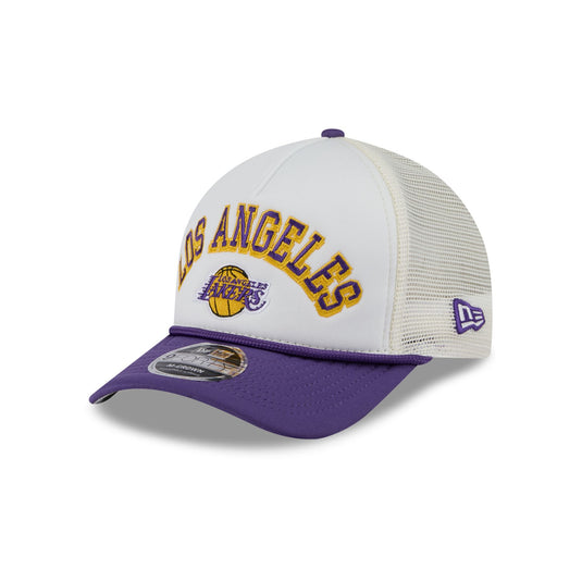 Los Angeles Lakers Chrome Arch 9FORTY M-Crown A-Frame Trucker Hat - New Era Cap