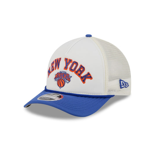 New York Knicks Chrome Arch 9FORTY M-Crown A-Frame Trucker Hat - New Era Cap