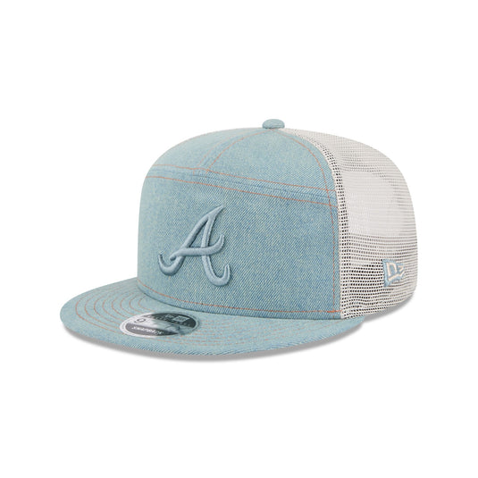 Atlanta Braves Denim Split Panel 9FIFTY Trucker Hat - New Era Cap