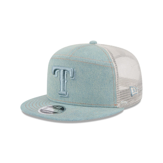 Texas Rangers Denim Split Panel 9FIFTY Trucker Hat - New Era Cap