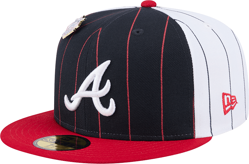 Atlanta Braves Pinstripe League Pin 59FIFTY Fitted Hat