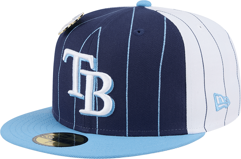 Tampa Bay Rays Pinstripe League Pin 59FIFTY Fitted Hat