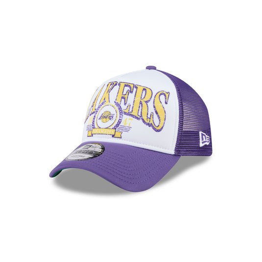 Los Angeles Lakers Distressed 9FORTY A-Frame Trucker Hat - New Era Cap