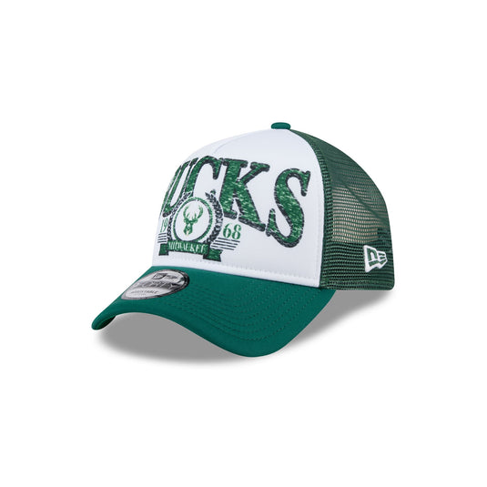 Milwaukee Bucks Distressed 9FORTY A-Frame Trucker Hat - New Era Cap