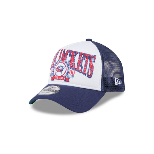 Columbus Blue Jackets Distressed 9FORTY A-Frame Trucker Hat - New Era Cap