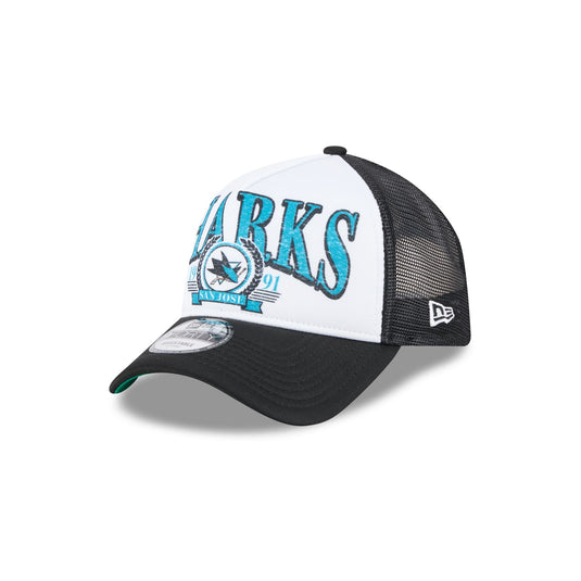San Jose Sharks Distressed 9FORTY A-Frame Trucker Hat - New Era Cap