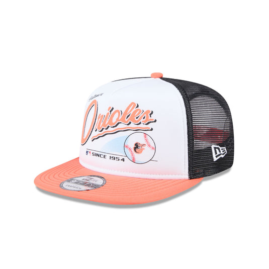 Baltimore Orioles Retro Script 9FIFTY A-Frame Trucker Hat - New Era Cap