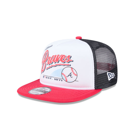 Atlanta Braves Retro Script 9FIFTY A-Frame Trucker Hat - New Era Cap