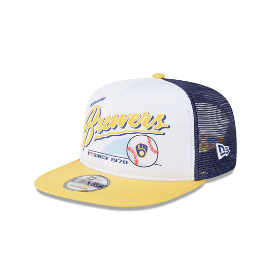 Milwaukee Brewers Retro Script 9FIFTY A-Frame Trucker Hat - New Era Cap