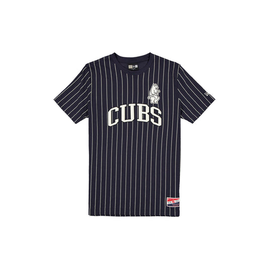 Chicago Cubs Throwback Pinstripe Wordmark T-Shirt - New Era Cap