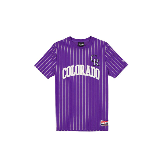 Colorado Rockies Throwback Pinstripe Wordmark T-Shirt - New Era Cap