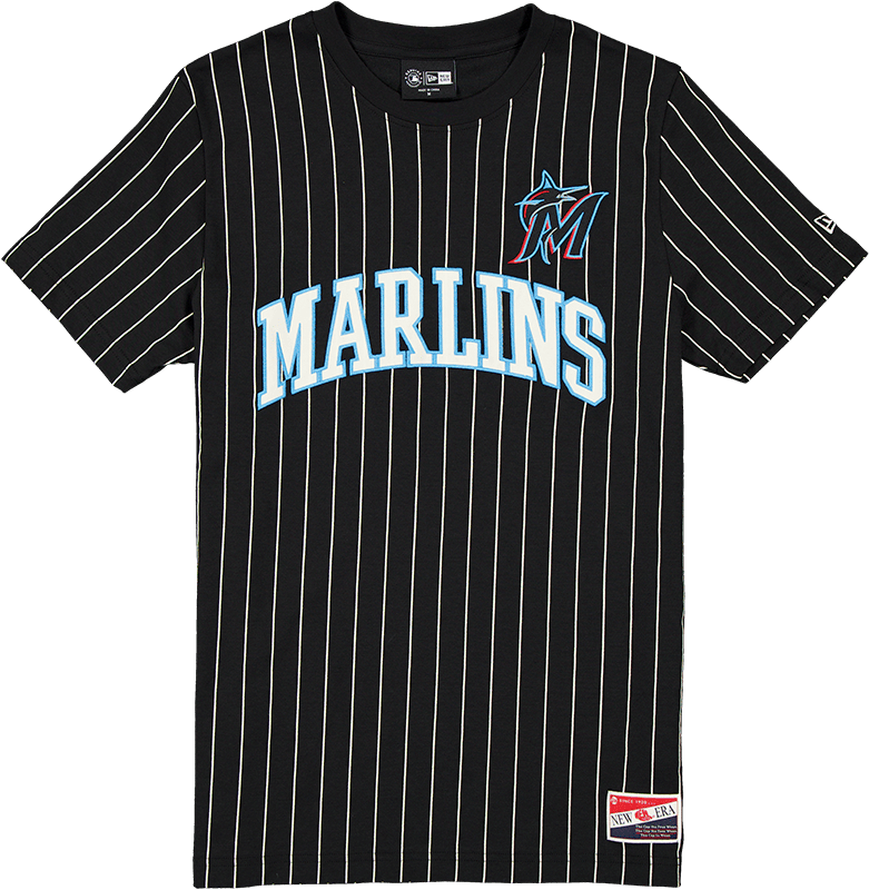Miami Marlins Throwback Pinstripe Wordmark T-Shirt
