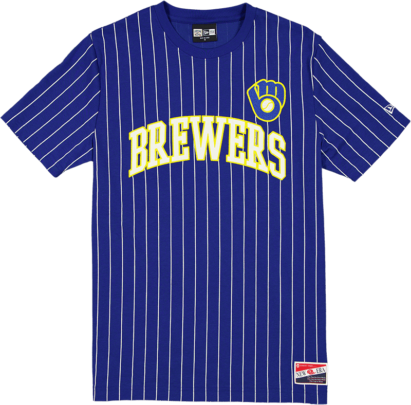 Milwaukee Brewers Throwback Pinstripe Wordmark T-Shirt